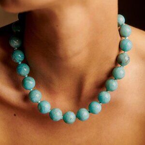 🌿 BOHO CHIC! Green Resin Cloud Bead Necklace